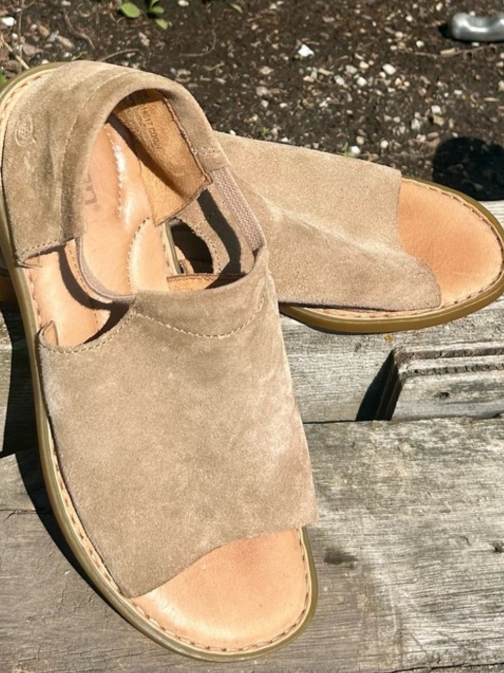 Born Suede Slide Sandals in Taupe 8